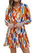 V Neck Long Sleeve Tie Waist Mini Dress